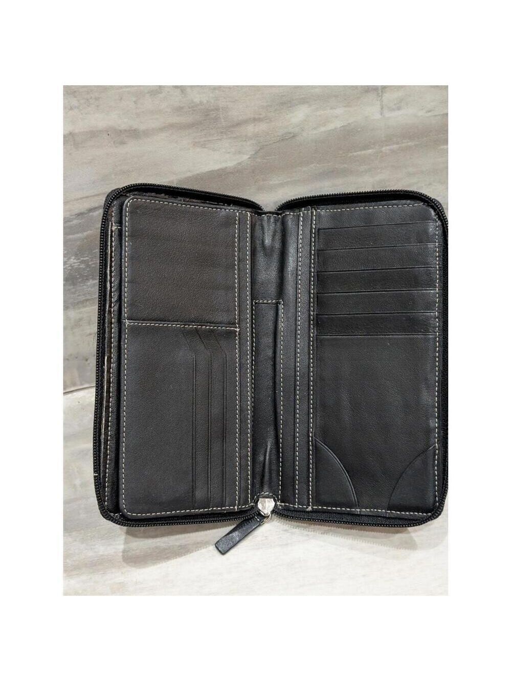 Lodis Black Leather Men's Zip-Around Wallet with Multiple Card Slots - Picture 3 of 4